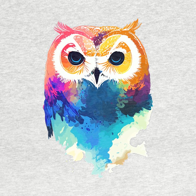 Owl Bird Wild Nature Animal Colors Paint by Cubebox